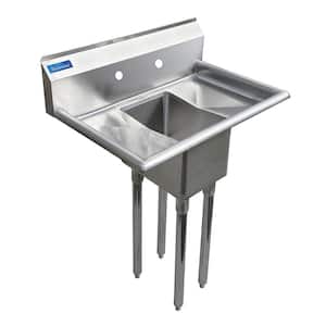 20 in. x 30 in. Stainless Steel One Compartment Utility Sink with Left and Right Drainboard. NO Faucet.