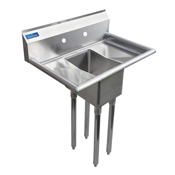 AMGOOD 20 in. x 30 in. Stainless Steel One Compartment Utility Sink with Left and Right Drainboard. NO Faucet.