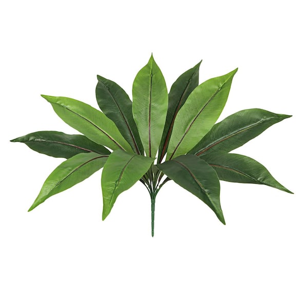 LIVING LUXURY 17 in. Artificial Birds Nest Fern Leaf Stem Plant Greenery Foliage Bush (Set of 2)