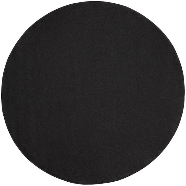 Black 8 ft. x 8 ft. Woven Polypropylene Indoor/Outdoor Area Rug