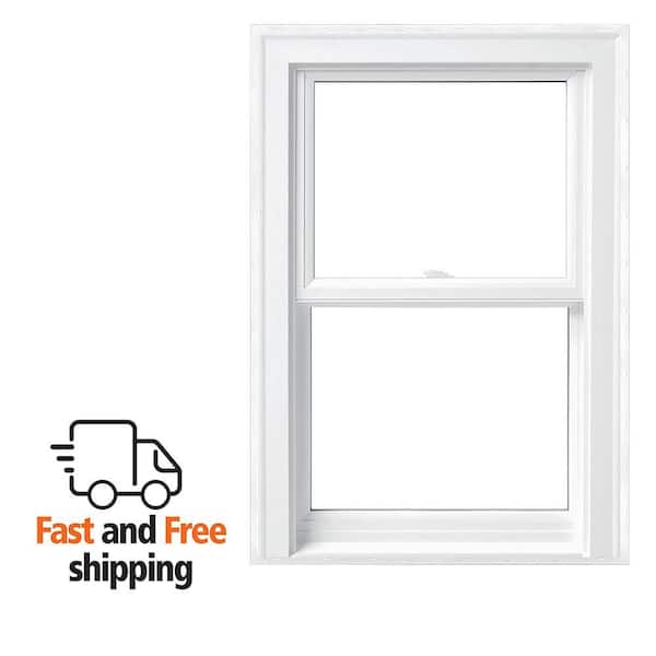 V-2500 Series 25.5 in. x 36 in. Double Pane Double Hung Vinyl Low-E White Nail Fin Frame Brickmould Window