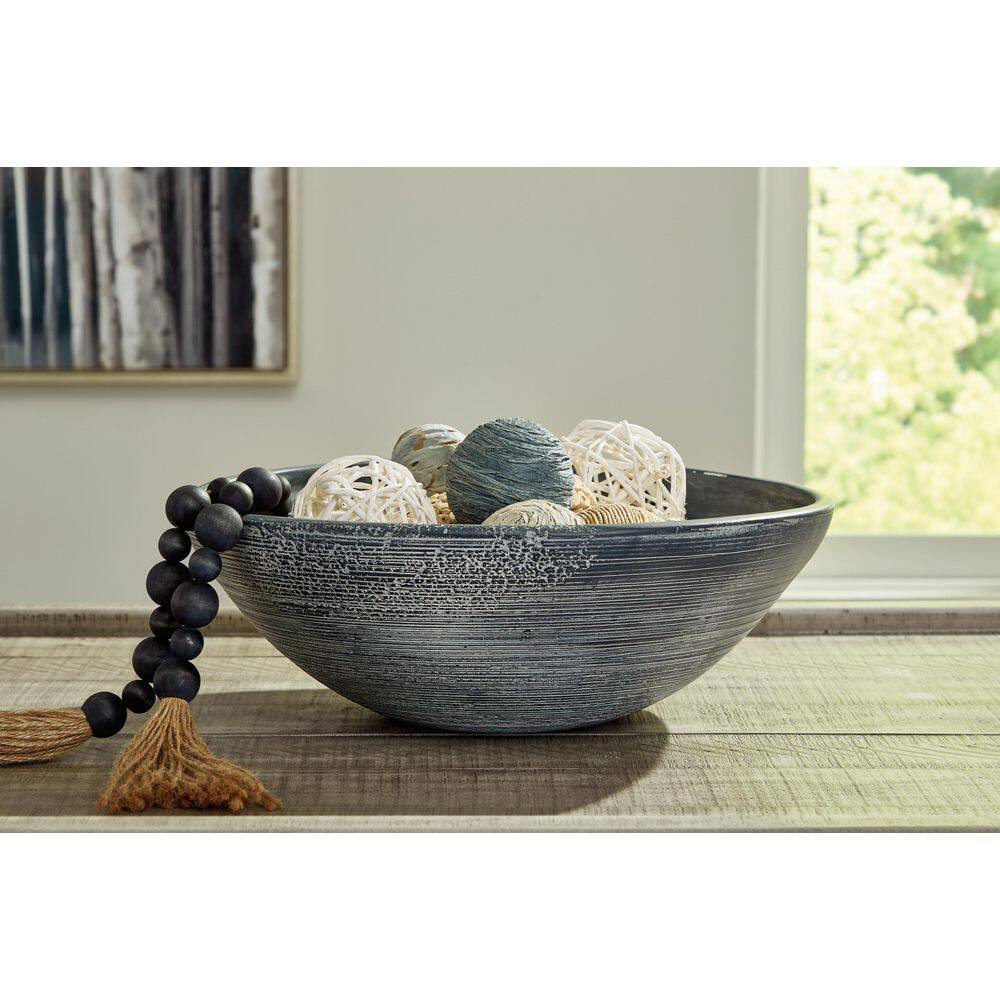 Distressed Blue Terra Cotta Decorative Bowl, 16"