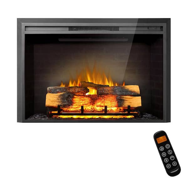 39 in. Electric Fireplace Insert, Remote Control, Adjustable Flame Brightness, 750-Watt/1500-Watt