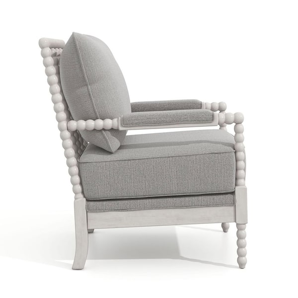 Yankton 31 in. Antique White/Gray Polyester Arm Chair