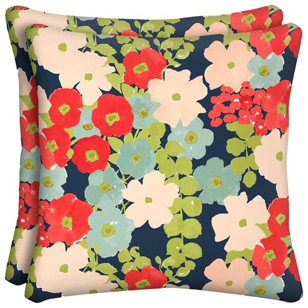 Hampton Bay Francesa Floral Outdoor Throw Pillow (2-Pack)