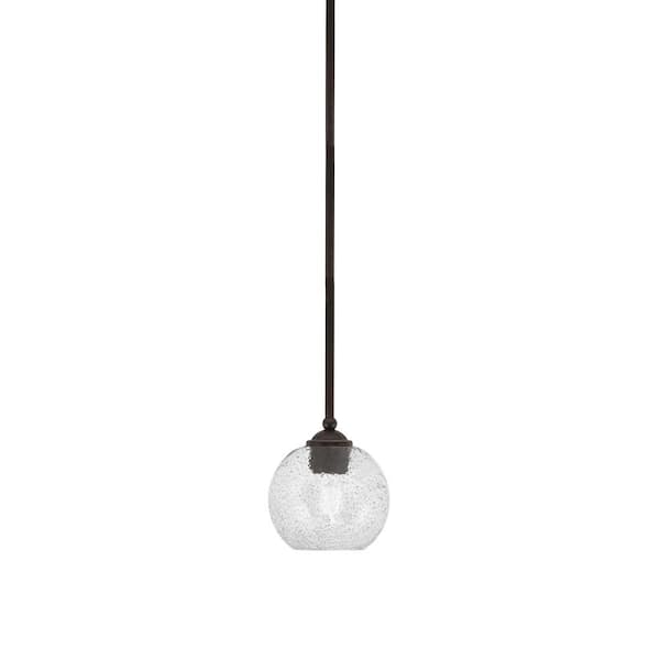 Unbranded Clevelend 100-Watt 1-Light Brown Pendant Mini Pendant Light with Smoke Bubble Glass Shade and Light Bulb Not Included