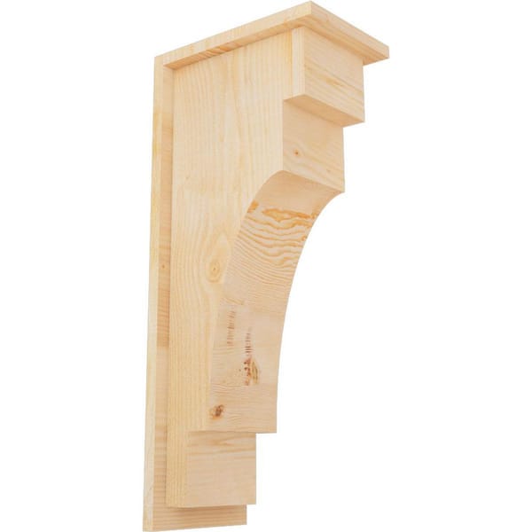 Ekena Millwork 8 in. x 12 in. x 28 in. Douglas Fir Mediterranean Rough Sawn Corbel with Backplate