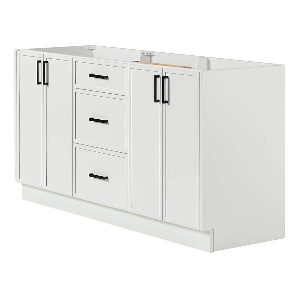 Kelly 66" White Wood Double Freestanding Vanity Cabinet