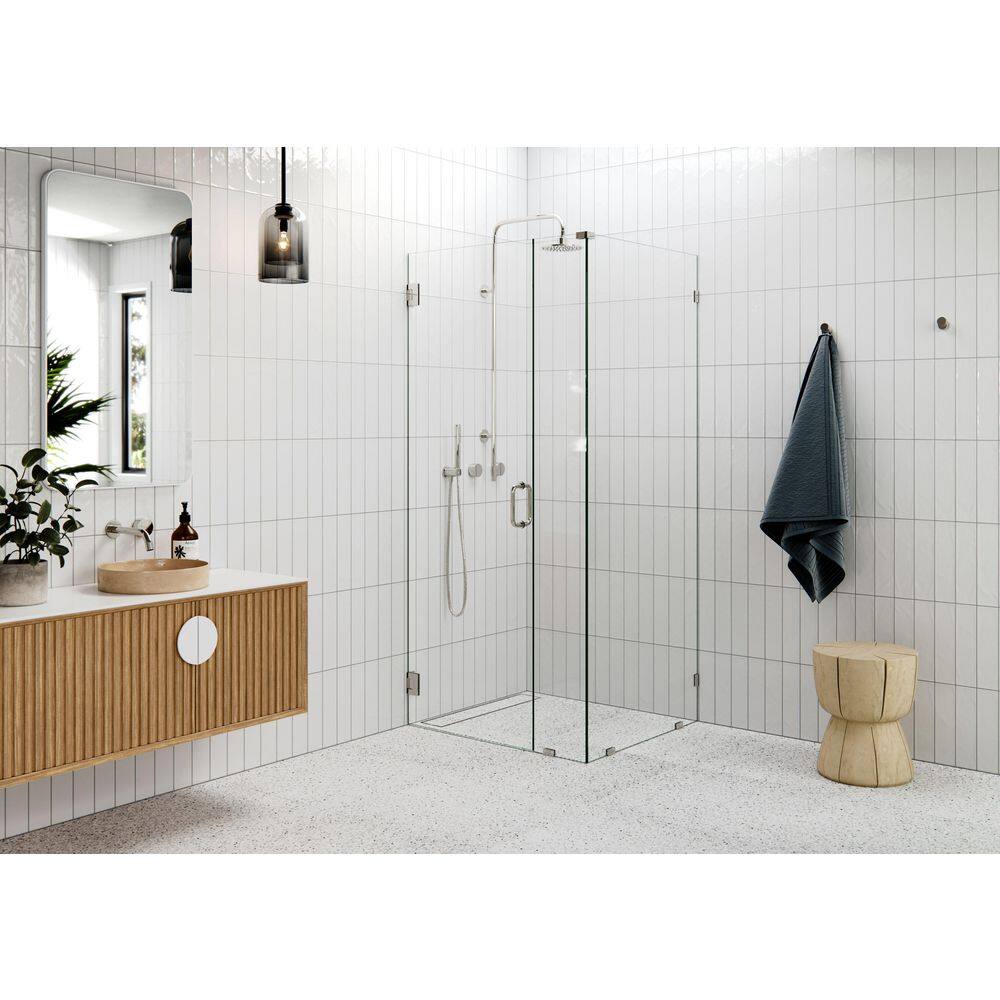 37 in. W x 33 in. D x 78 in. H Pivot Frameless Corner Shower Enclosure in Polished Nickel Finish with Clear Glass price history on PriceWatchPro