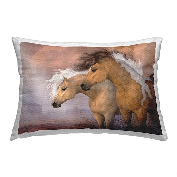 Stupell Industries Sunset Gold Horses Brown Rectangular Outdoor Throw Pillow