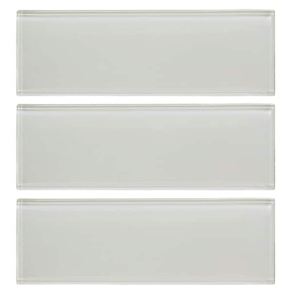 Jeffrey Court Super White 4 in. x 12 in. Glossy Glass Wall Tile (1 sq. ft. / pack)