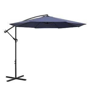 Outdoor Sunshade 10 ft. Cantilever Umbrella with Cross Base in Blue