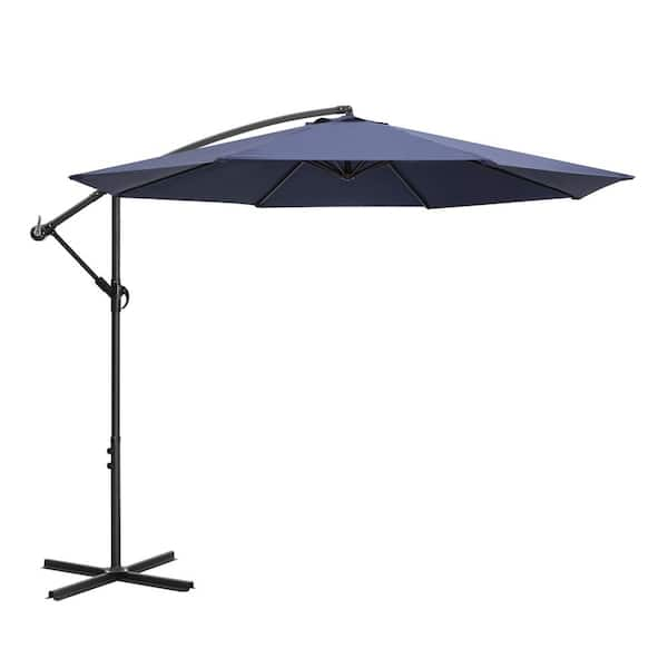 Nuu Garden Outdoor Sunshade 10 ft. Cantilever Umbrella with Cross Base in Blue