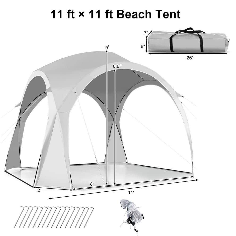 11 x 11 Feet White Portable UPF 50+ Sun Shade Canopy Tent
