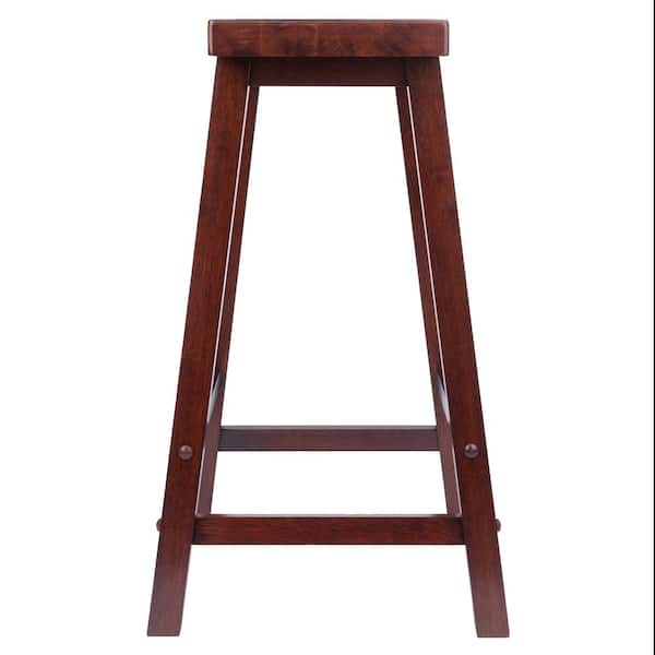 Winsome Wood Counter Stool Saddle Bar Seat Contoured Top Square Legs Home 24" 