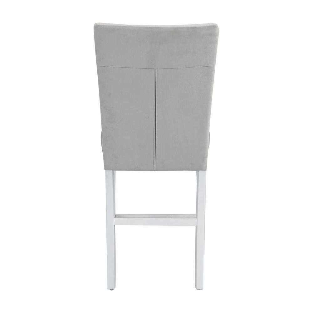Elizaveta Gray Velvet and White Wood Counter Chair Set