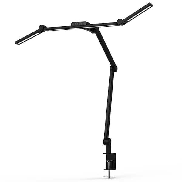 29 in. Black Dimmable LED Desk Lamp with Adjustable Swing Arms