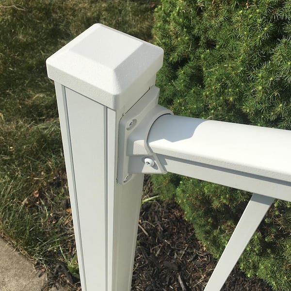 Weatherables Stanford Textured White Aluminum Stair Railing Bracket Kit (4-Piece)