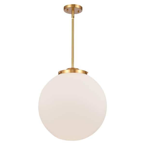Beacon 60-Watt 1-Light Satin Gold Shaded Mini Pendant Light with Matte White Glass