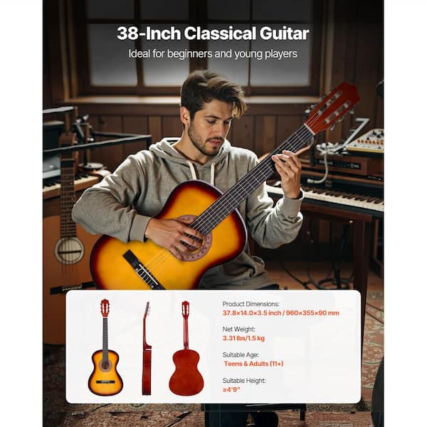 SKYSHALO Classical Guitar, 38 in. Wood Classical Guitar Starter