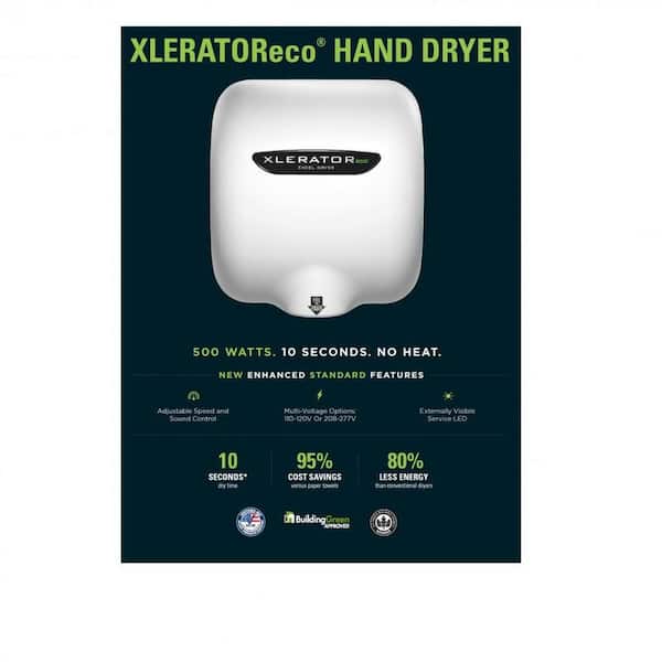 Sèche-mains Excel Xlerator XL-GRV-ECO - 208-277V - Avec Contrôle Vitesse Et Son - Sans Chaleur - Neuf Sous Emballage