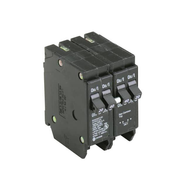 Eaton BR 1-40 Amp 2 Pole and 2-20 Amp 1 Pole BQ (Independent Trip) Quad Circuit Breaker