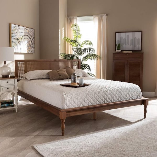 Brown Frame Full Size Platform Bed, Durable Platform Bed for All Spaces, Space-Saving Modern Platform Bed
