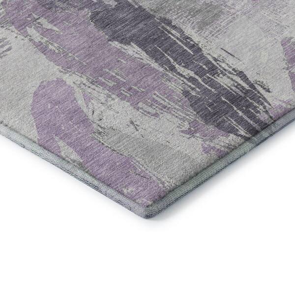 Mayfield Premium Machine Washable Abstract AMF1596 Lavender 2 ft. 3 in. x 7 ft. 6 in. Runner Rug