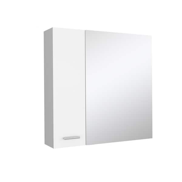 Unbranded 23.6 in. W x 23.6 in. H Rectangular White Surface Mount Medicine Cabinet with Mirror