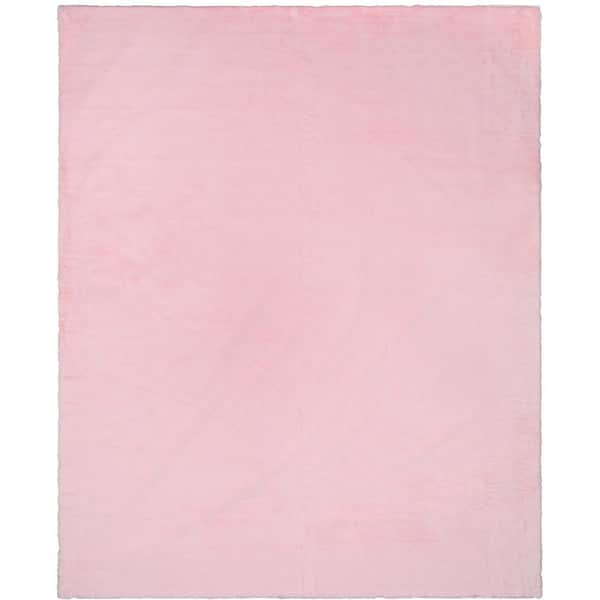 Well Woven Opal Crest Modern Glam Faux Fur Solid Shag Light Pink 3 ft. 11 in. x 5 ft. 2 in. Area Rug