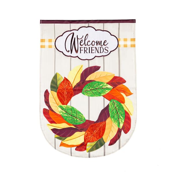 Evergreen 1 ft. x 1-1/2 ft. Magnolia Wreath Garden Applique Flag
