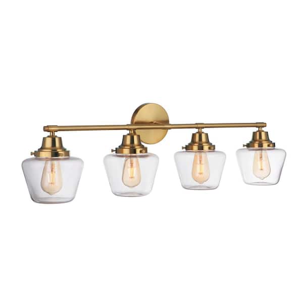 CRAFTMADE Essex 38 in. 4 Light Satin Brass Finish Vanity Light with Clear Glass