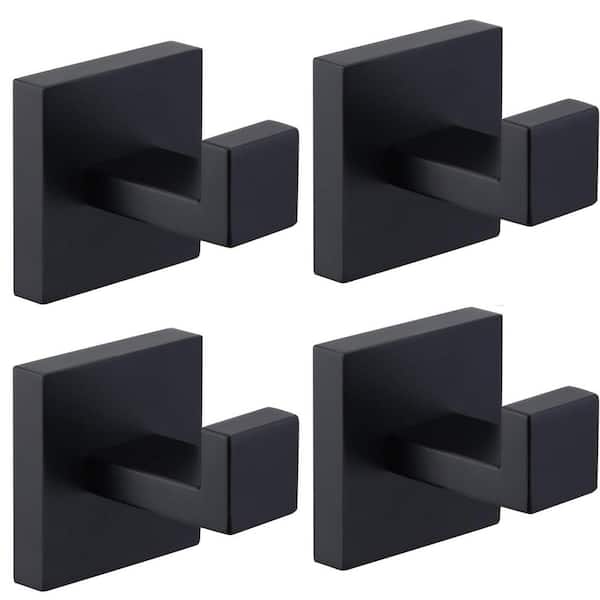 ruiling J-Hook Robe/Towel Hook in Stainless Steel Matte Black (4 pack)