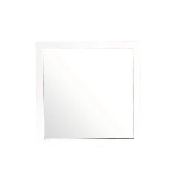 White 41 in. W x 41 in. H Art Deco Classic Modern Cottage Farmhouse Rectangle Framed Mirror for Bedroom Living Room