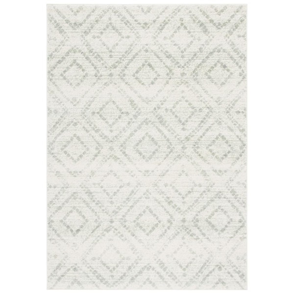 Adirondack 4 ft. x 6 ft. Ivory/Green Geometric Area Rug