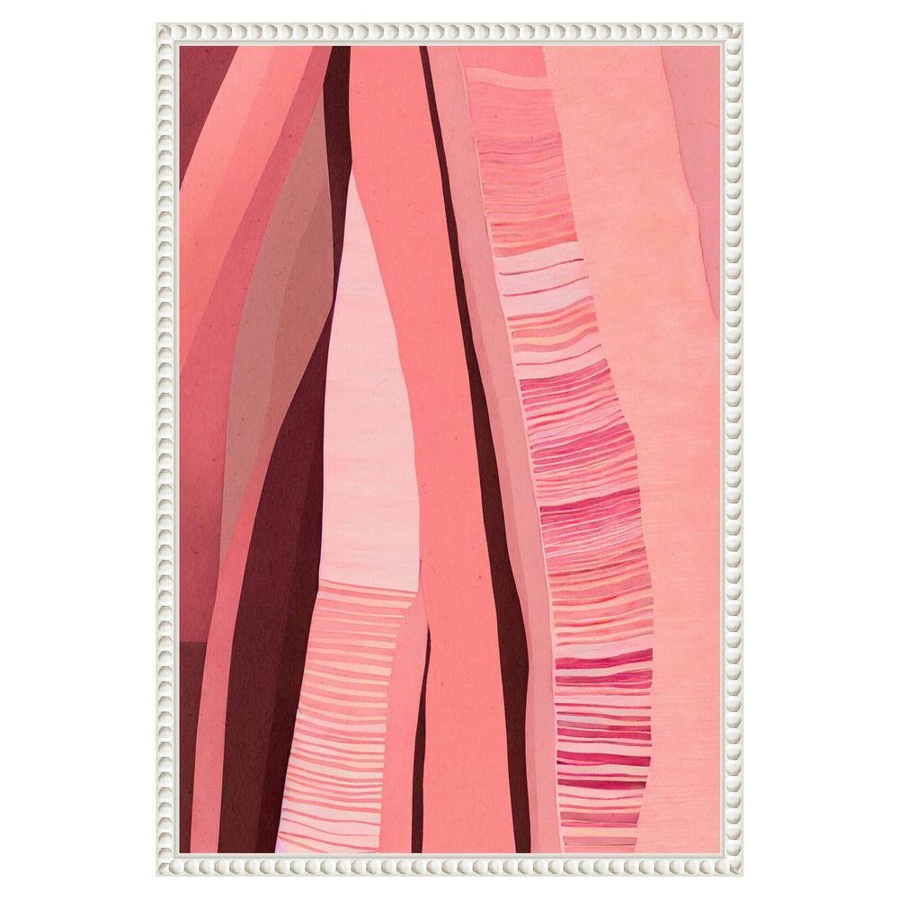 Pink Layers Abstract Canvas Art with White Floater Frame