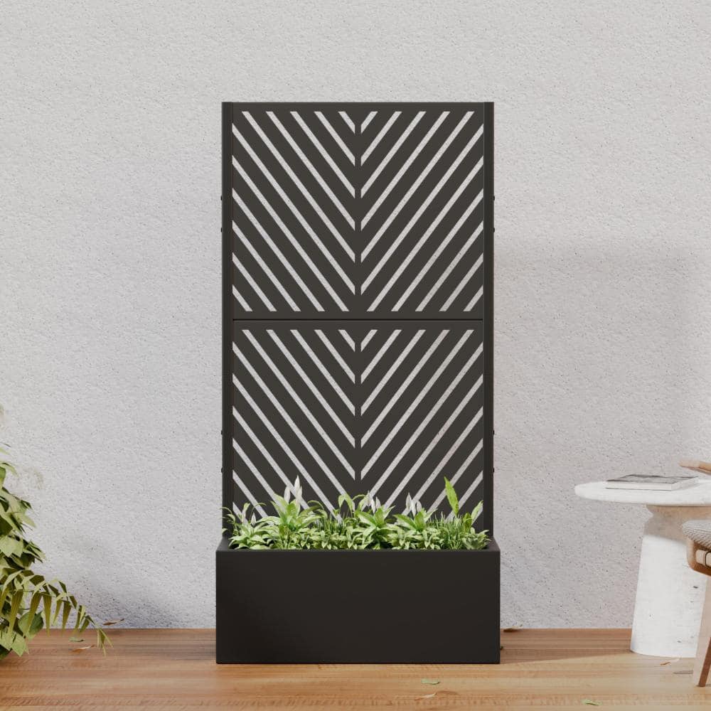 59 in. H x 30 in. W Black Outdoor Galvanized Steel Privacy Screen Planter Box Trellis price history on PriceWatchPro