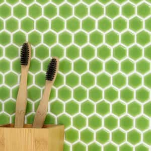 Bliss Edged Hexagon Key Lime 3 in. x 0.24 in. Polished Porcelain Floor and Wall Mosaic Tile Sample