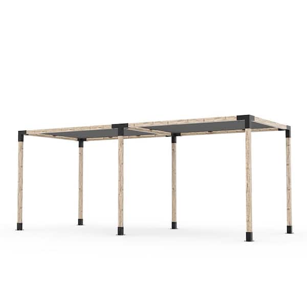 8 ft. x 20 ft. Double Pergola Kit with 2 Graphite Shade Sails, for 4x4 Wood