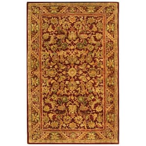 Antiquity Wine/Gold 4 ft. x 6 ft. Border Floral Solid Area Rug