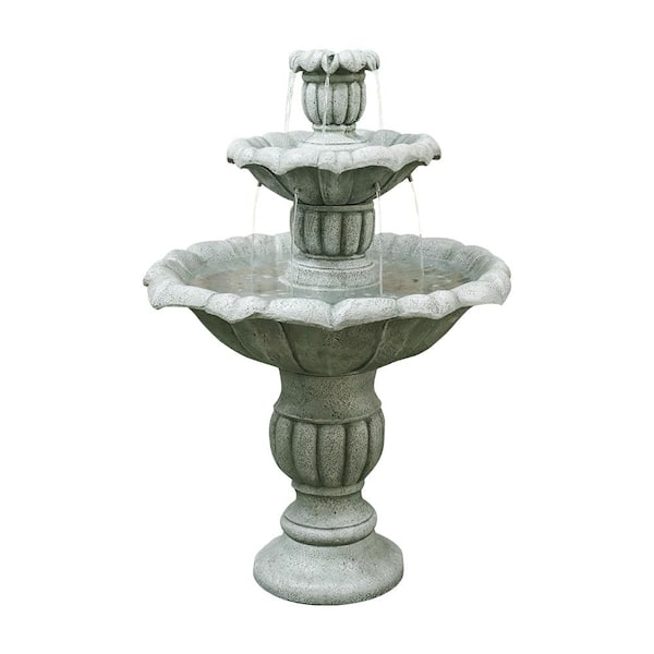 Watnature 39.3 in. Cement Garden Water Fountain -3-Tier Pagoda Zen ...