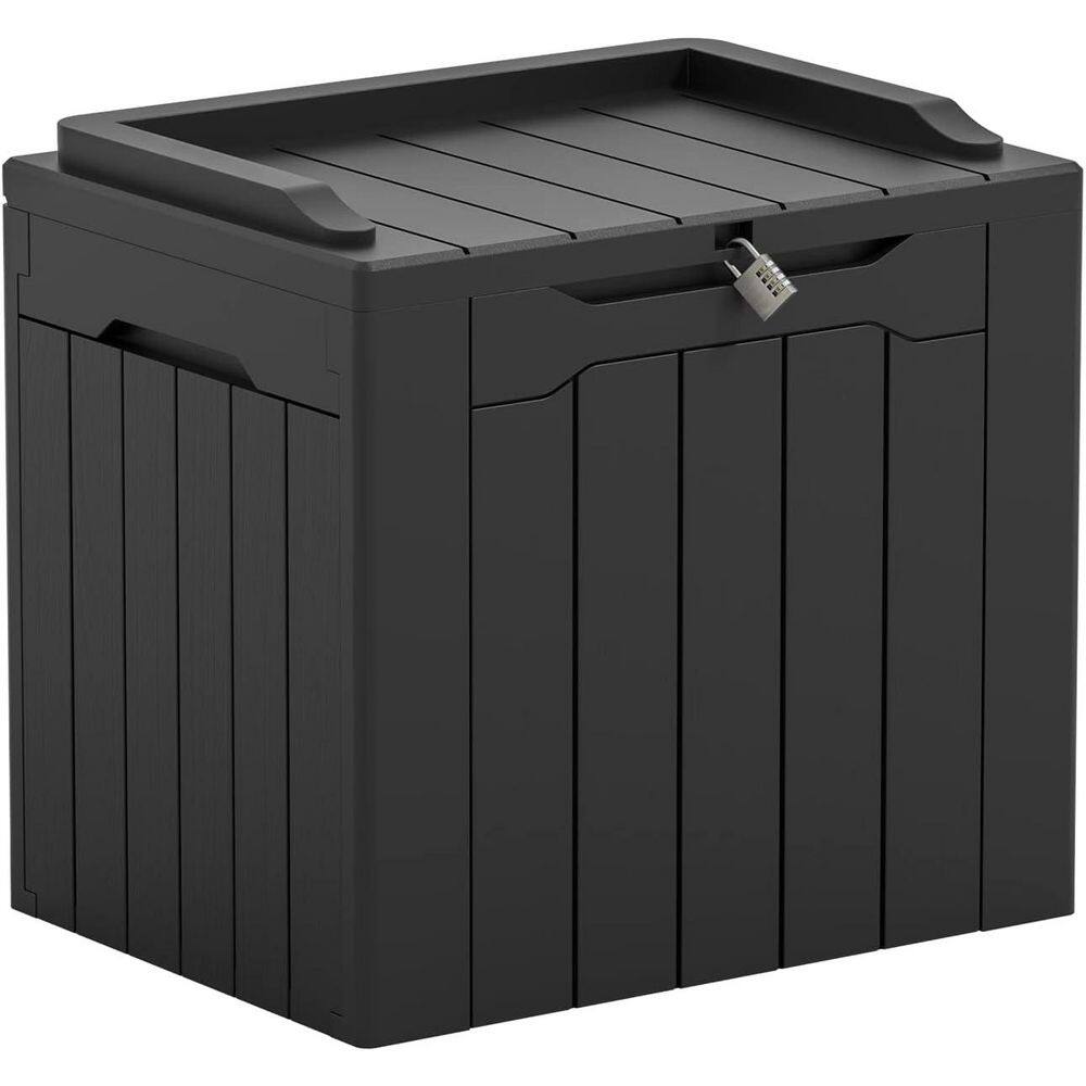 31 Gal. Resin Deck Box Outdoor Storage for Patio Furniture, Dark Black