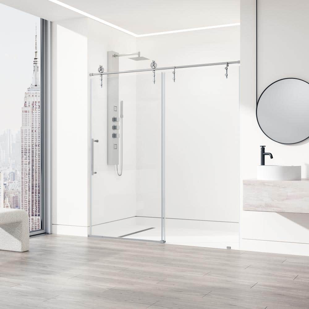 Hamilton 56-60" Chrome Frameless Sliding Shower Door with Clear Glass