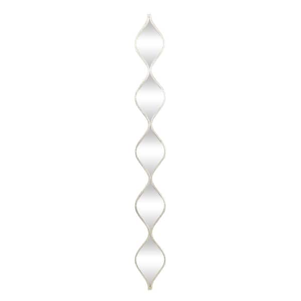Litton Lane 58 in. x 7 in. Slim Stacked Chain 5 Layer Geometric Framed Silver Wall Mirror with Tear Drop Pattern and Foil Detailing