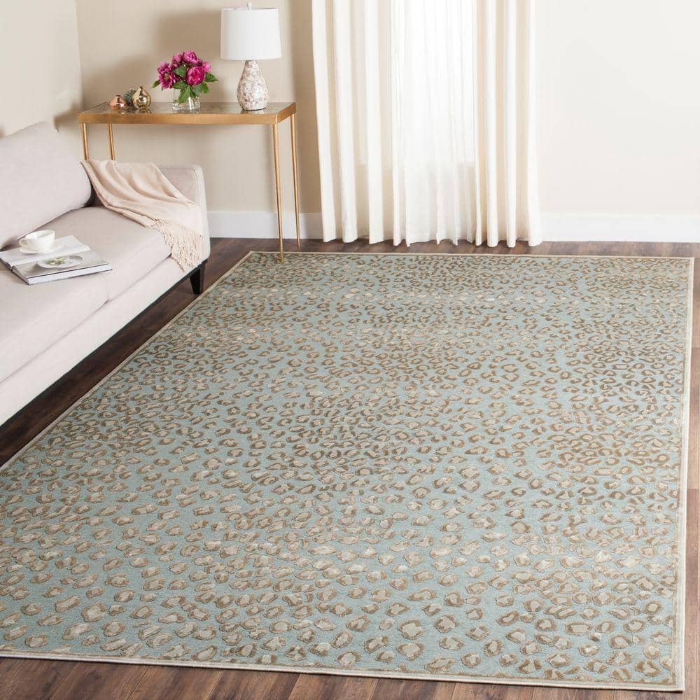 Stone Aqua Elegance 8' x 10' Wool-Viscose Blend Area Rug
