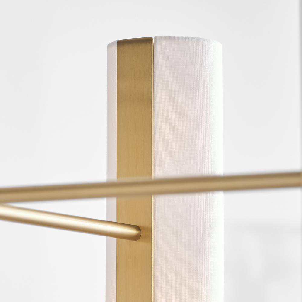 Satin Brass 8-Light Chandelier with White Linen Shades