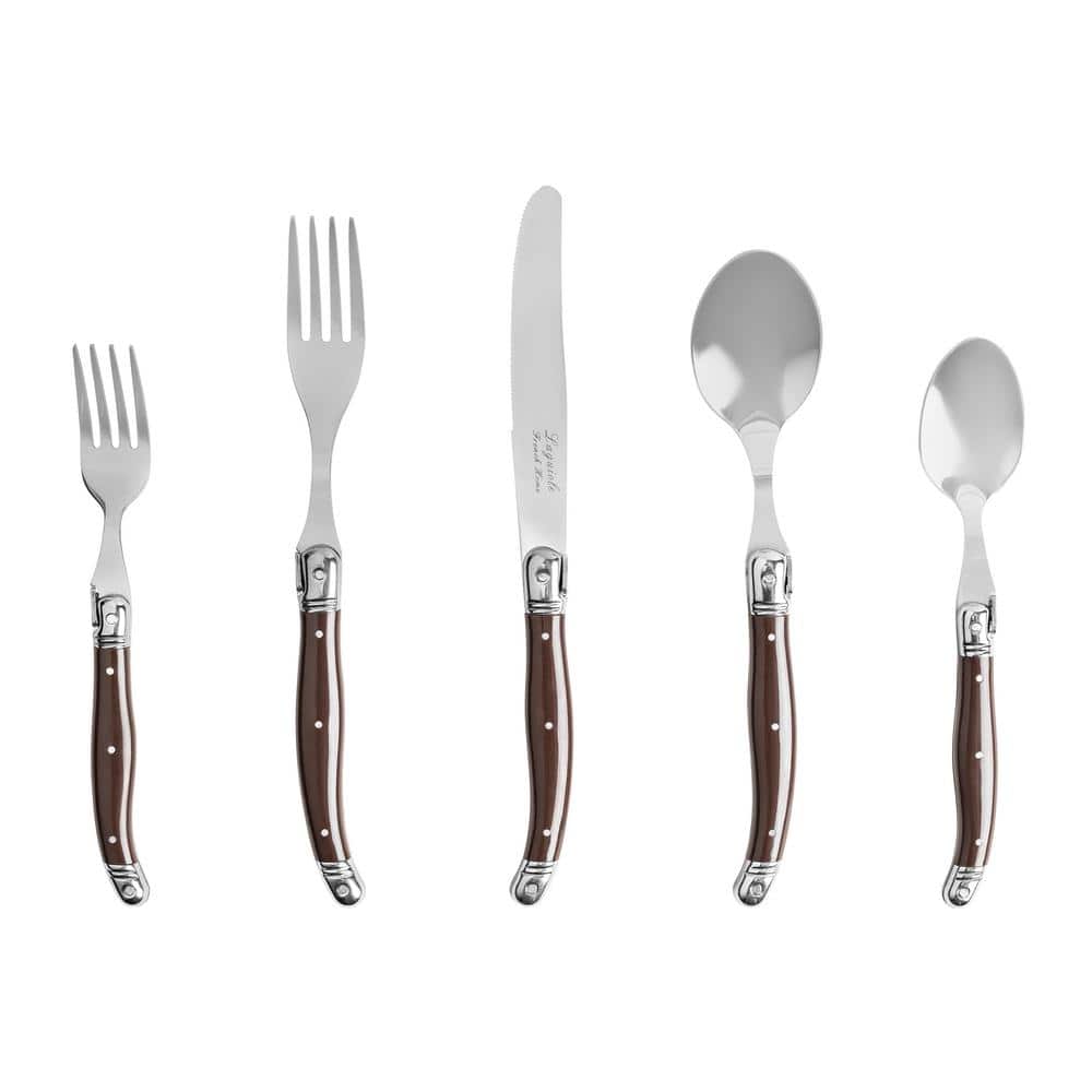 French Home 20-Piece Laguiole Flatware Set, Service for 4 in Chocolate Brow