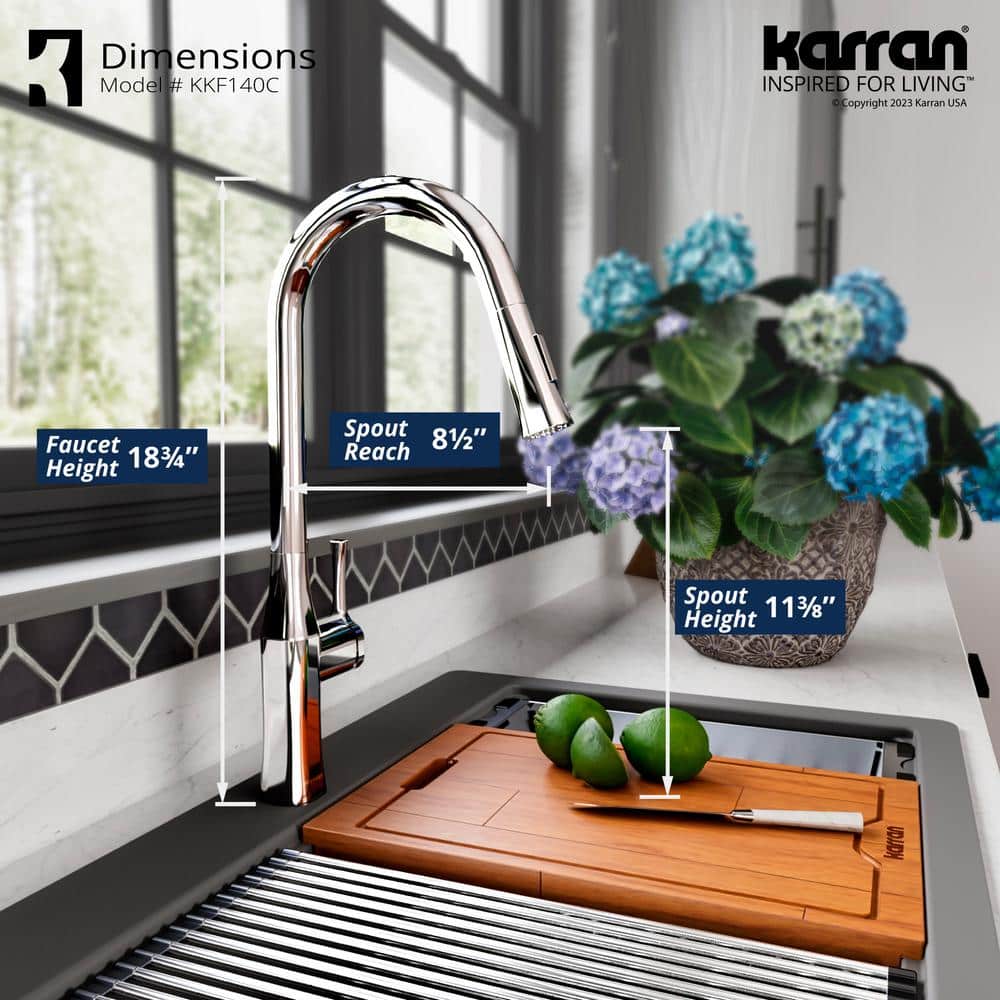 Chrome Single Handle Pull-Down Sprayer Kitchen Faucet