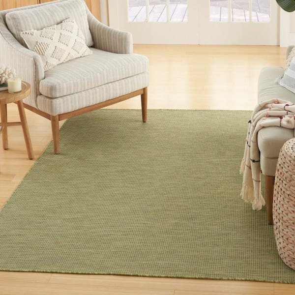 Positano Green 4 ft. x 6 ft. Solid Contemporary Indoor/Outdoor Area Rug