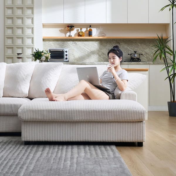 Oversized Chaise Lounge Chair,Corduroy Fabric Single Sofa Chair,Upholstered Reading Lounge Chair With Pillows Living RoomBedroom